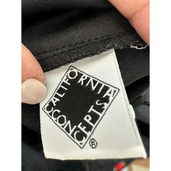 Vintage California Concepts Black Mini Dress with Embroidered Roses Size Small - Picture 2 of 14